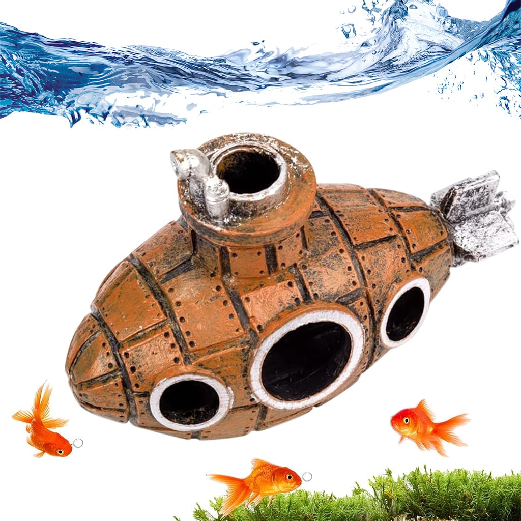 Qpets Aquarium Decoration, Floating Cartoon Submarine Model Fish Tank Decoration, Resin Hollow Out Submarine Ornament Fish Hideout Cave Desktop Decoration Best for Study / Office / Living Room Qpets Aquarium Decoration, Floating Cartoon Submarine Model Fish Tank Decoration, Resin Hollow Out Submarine Ornament Fish Hideout Cave Desktop Decoration Best for Study / Office / Living Room